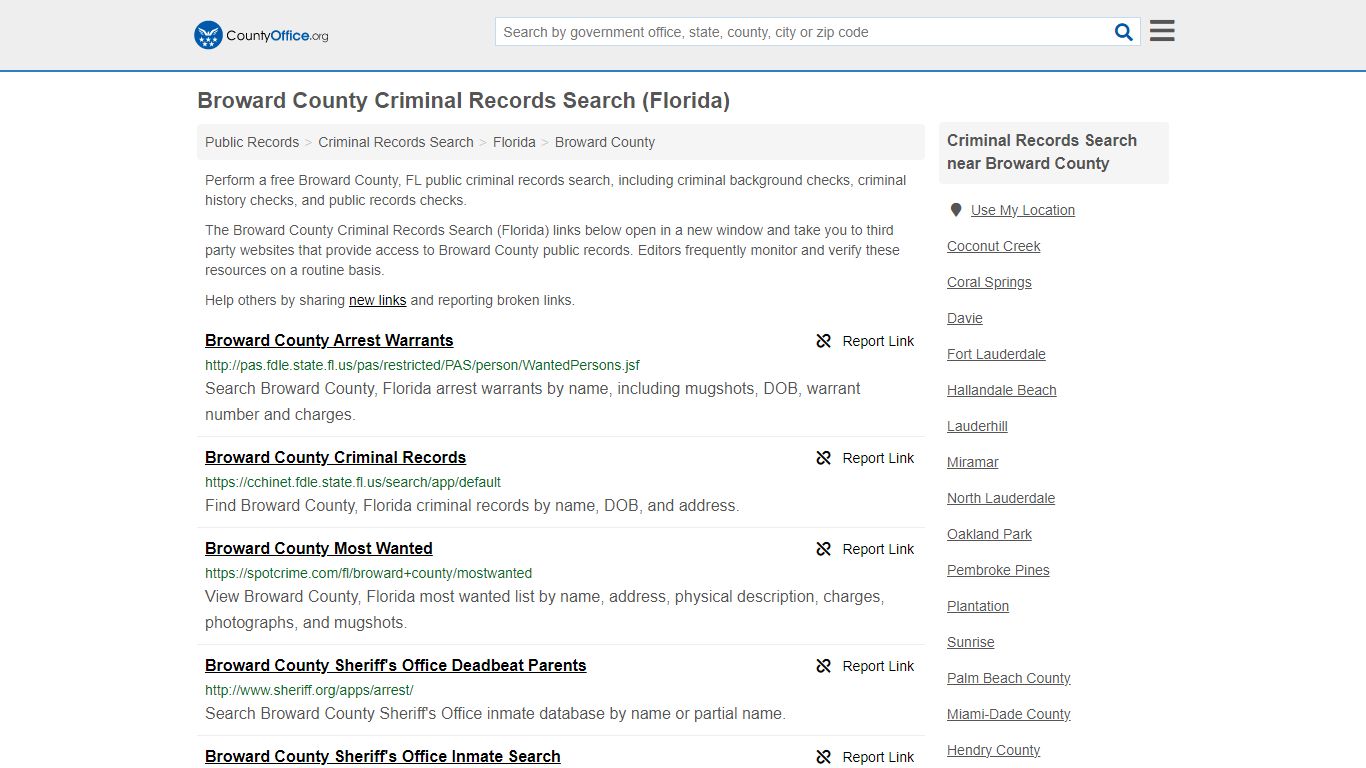 Broward County Criminal Records Search (Florida) - County Office